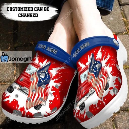 Custom American Flag Truck Crocs Clog Shoes