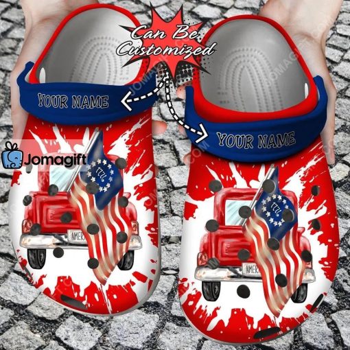 Custom American Flag Truck Crocs Clog Shoes