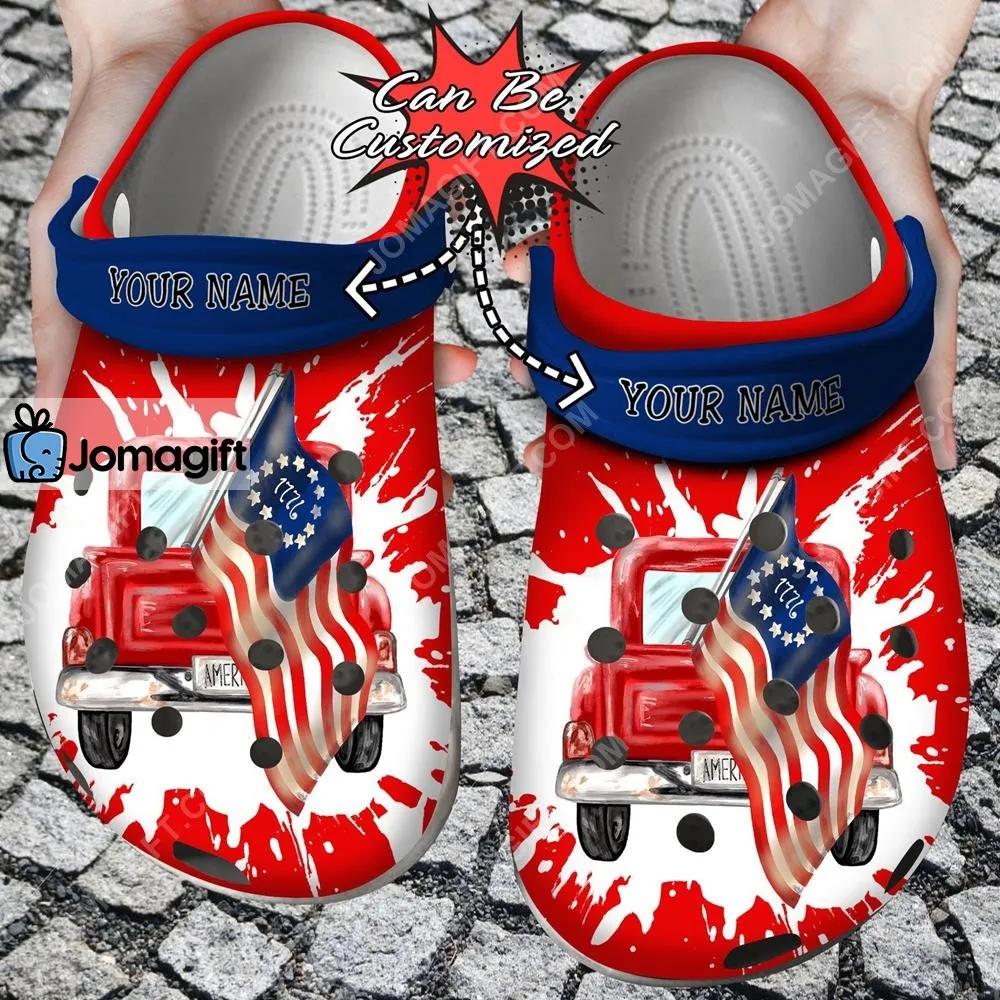 Custom American Flag Truck Crocs Clog Shoes - Jomagift