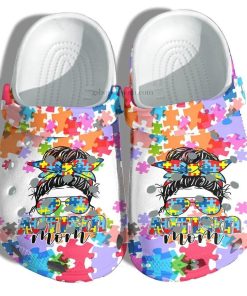 Custom Autism Mom Puzzel Rainbow Crocs Clog Shoes
