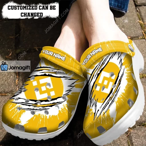 Custom BNB Coin Ripped Through Crocs Clog Shoes