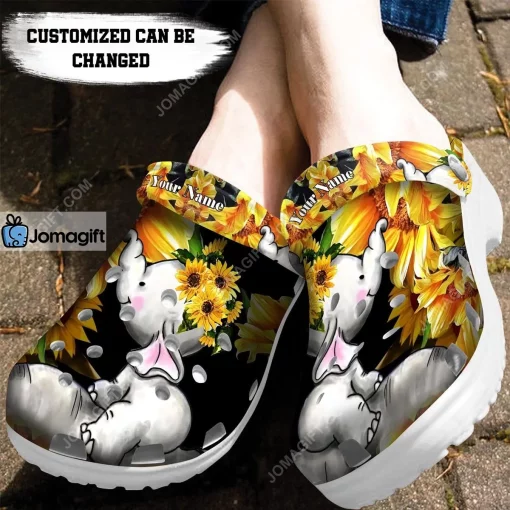 Custom Baby Elephant Sunflower Crocs Clog Shoes