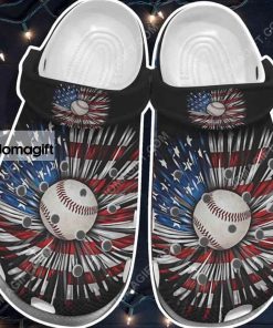 Custom Baseball Ball Daisy Usa Flag 4Th Of July Crocs Clog Shoes 1