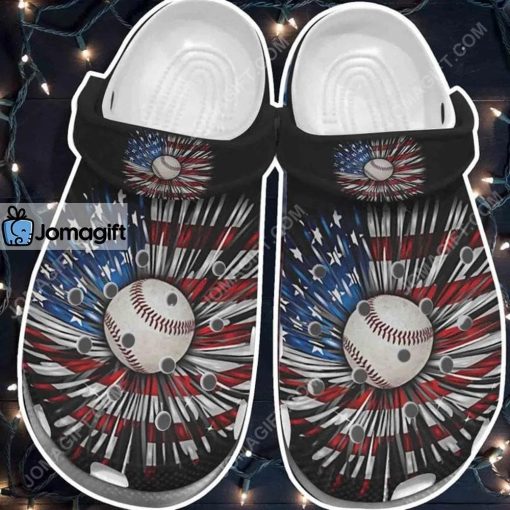 Custom Baseball Ball Daisy Usa Flag 4Th Of July Crocs Clog Shoes