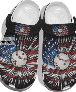 Custom Baseball Ball Daisy Usa Flag 4Th Of July Crocs Clog Shoes 2