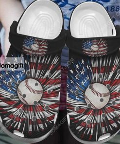 Custom Baseball Ball Daisy Usa Flag 4Th Of July Crocs Clog Shoes