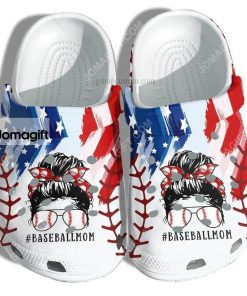 Custom Baseball Mom America Flag Croc Clog Shoes