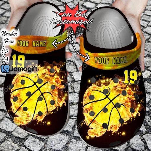 Custom Basketball Ball Fire Crocs Clog Shoes Sport Crocs
