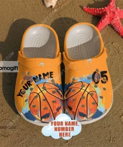 Custom Basketball Custom Name  Number Orange Crocs Clog Shoes