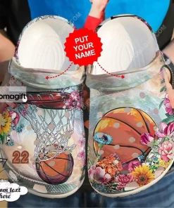 Custom Basketball Floral Crocs Clog Shoes 1