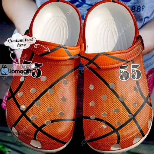 Custom Basketball Leather Texture Crocs Clog Shoes