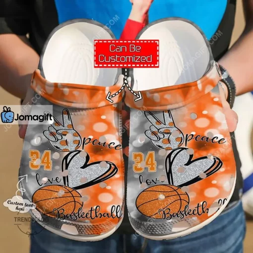 Custom Basketball Peace Love Crocs Clog Shoes