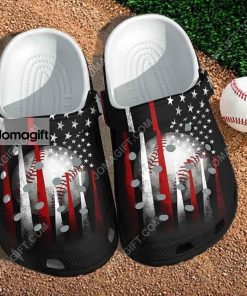 Custom Bat Baseball America Flag Crocs Clog Shoes 1