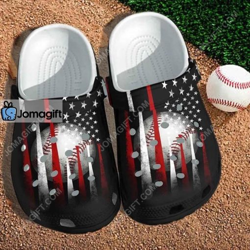 Custom Bat Baseball America Flag Crocs Clog Shoes