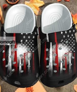 Custom Bat Baseball America Flag Crocs Clog Shoes 2
