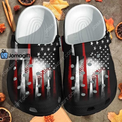 Custom Bat Baseball America Flag Crocs Clog Shoes