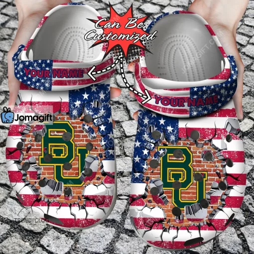 Custom Baylor Bears American Flag New Crocs Clog Shoes