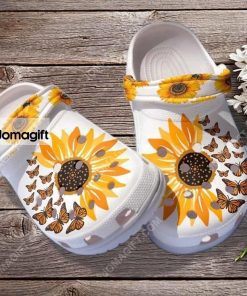 Custom Be Kind Sunflower Butterfly Clogs Crocs Shoes 1