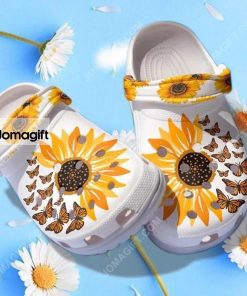 Custom Be Kind Sunflower Butterfly Clogs Crocs Shoes 2