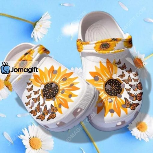 Custom Be Kind Sunflower Butterfly Clogs Crocs Shoes