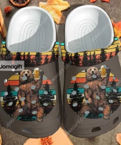 Custom Bear Drinking Camping Crocs Shoes
