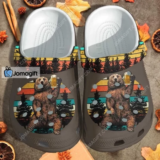 Custom Bear Drinking Camping Crocs Shoes