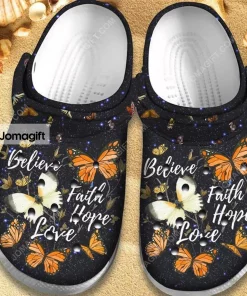 Custom Believe Faith Hope Love Butterfly Crocs Shoes