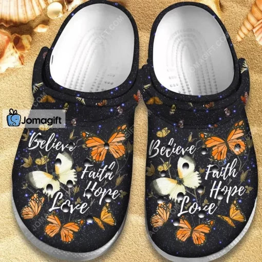 Custom Believe Faith Hope Love Butterfly Crocs Shoes