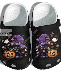 Custom Black Cat And Pumpkin Halloween Crocs Clog Shoes 2