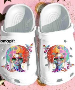 Custom Black Girl Autism Awareness Hippie Butterflies Crocs Clog Shoes