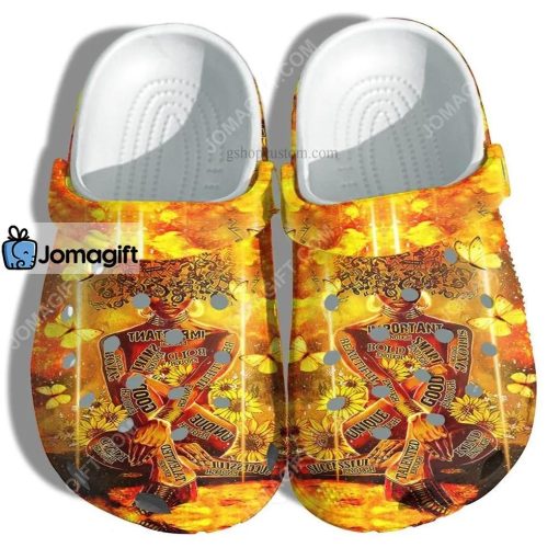 Custom Black Queen Butterfly Sunflower Crocs Clog Shoes