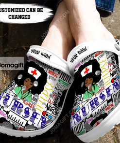 Custom Black Woman Nurse Words Crocs Clog Shoes