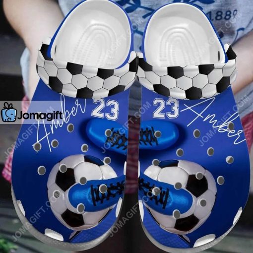 Custom Blue Soccer Beach Crocs Clog Shoes