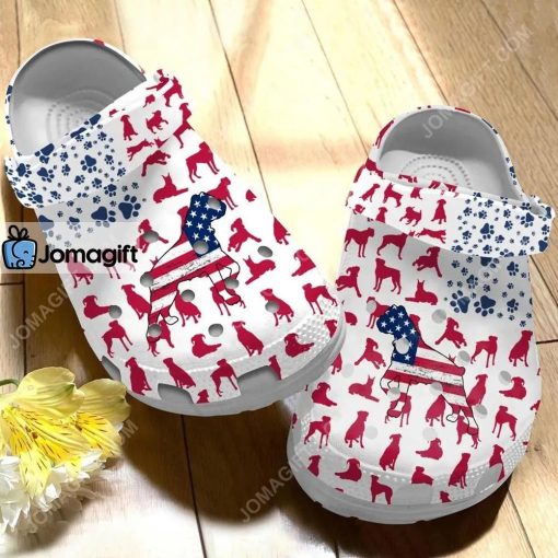Custom Boxer Dog American Flag Crocs Clog Shoes