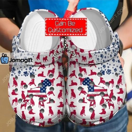 Custom Boxer Dog American Flag Crocs Clog Shoes