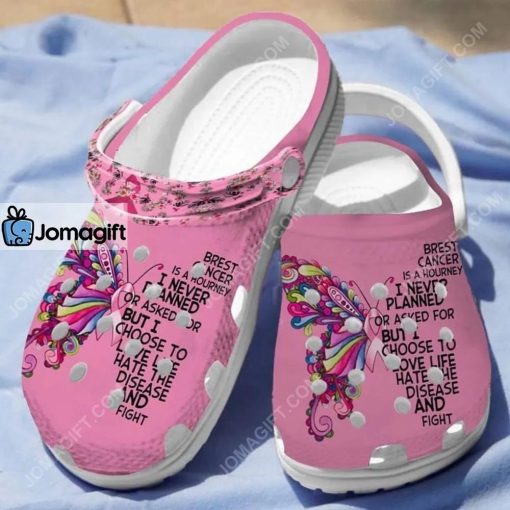 Custom Breast Cancer Is A Journey Butterfly Shoes Crocs Clogs