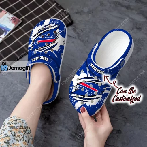 Custom Buffalo Bills Football Ripped Claw Crocs Clog Shoes