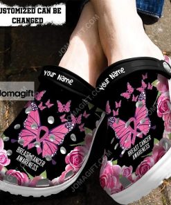 Custom Butterfly Breast Cancer Awareness Crocs Shoes 1