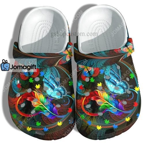 Custom Butterfly Memory Rainbow Feather Crocs Clog Shoes
