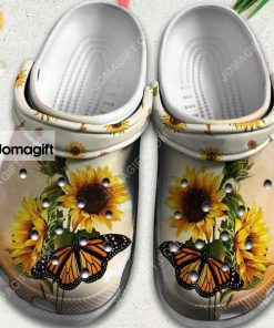 Custom Butterfly On Sunflower Crocs Clog Shoes 1
