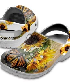 Custom Butterfly On Sunflower Crocs Clog Shoes 2