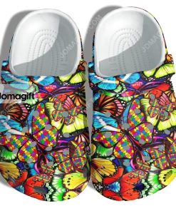 Custom Butterfly Puzzel Autism Awareness Crocs Clog Shoes