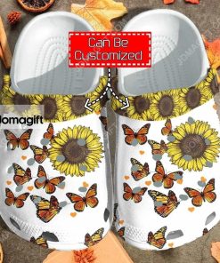 Custom Butterfly Sunflower Be Kind Crocs Clog Shoes