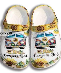 Custom Camping Girl Sunflower Hippie Crocs 1