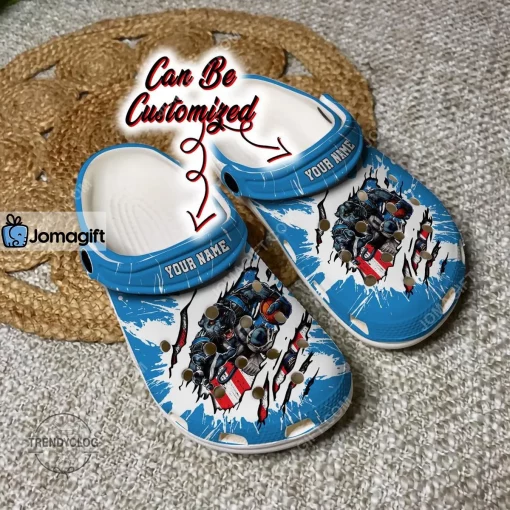 Custom Carolina Panthers Mascot Ripped Flag Crocs Clog Shoes