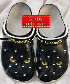 Custom Cat Black Cat Face Print Clogs Shoes 1