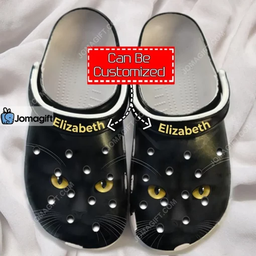 Custom Cat Black Cat Face Print Clogs Shoes