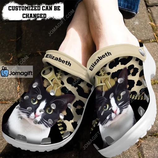 Custom Cat Cat Lovers Clogs Shoes With Leopard Pattern