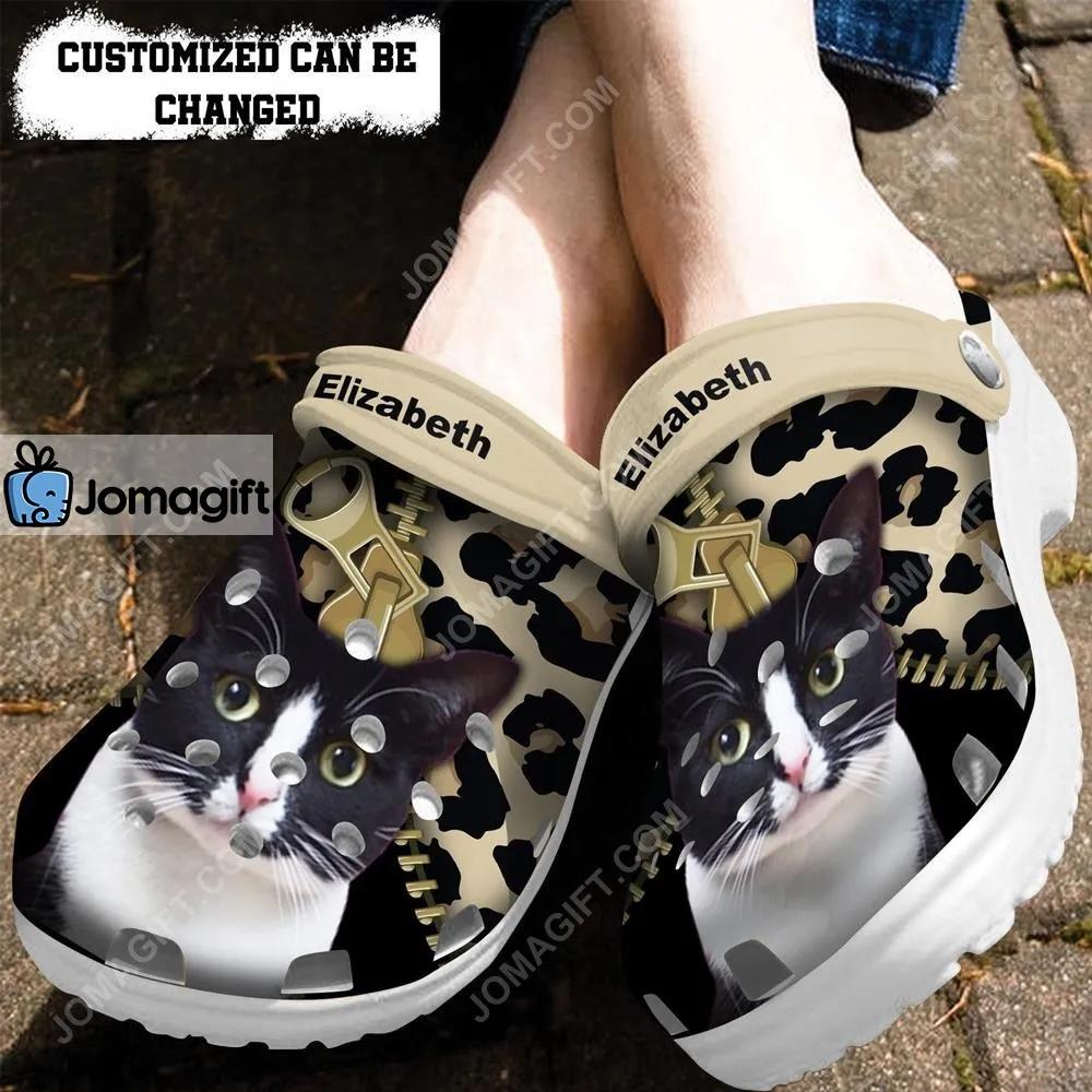 Custom Cat Lovers Clogs Shoes With Leopard Pattern Cat Crocs - Jomagift