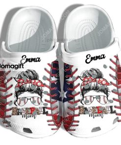 Custom Cheer Up Baseball Mom America Flag Crocs Clog Shoes